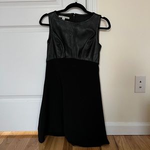 Maggy London Faux Leather Bodice Skater Dress